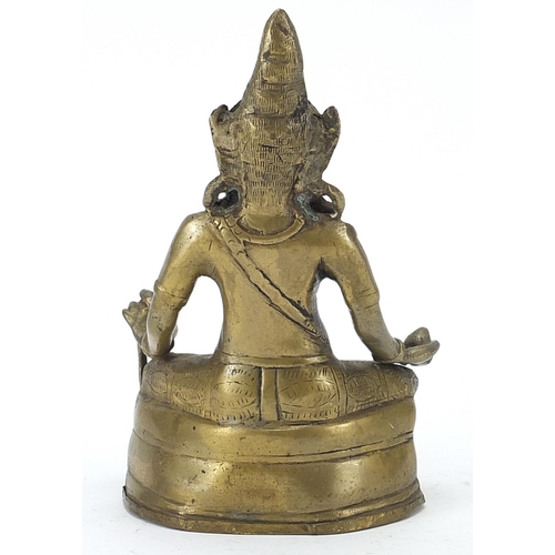 307 - Chino Tibetan gilt bronze figure of Buddha, 18cm high