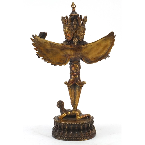 113 - Chino Tibetan gilt bronze deity, 27cm high