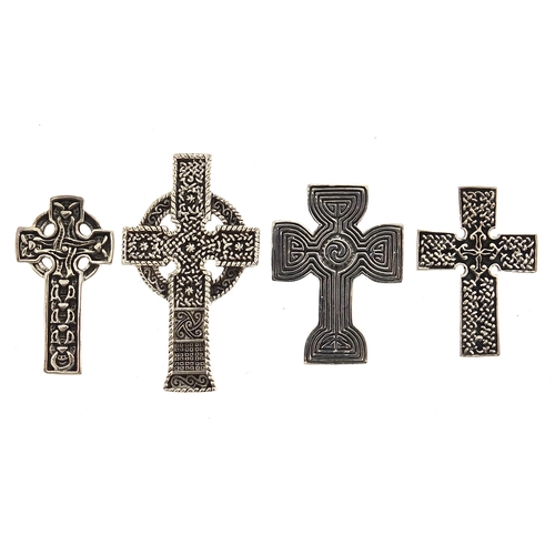 941 - Four silver Celtic cross pendants, the largest 4.7cm high, total 30.4g