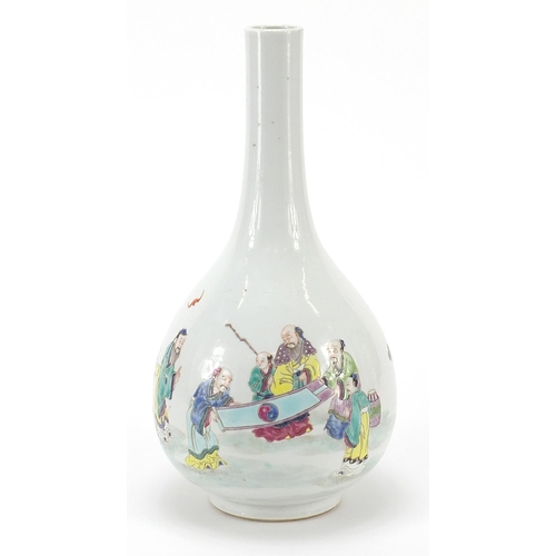 496 - Chinese porcelain vase finely hand painted in the famille rose palette with an Emperor and attendant... 