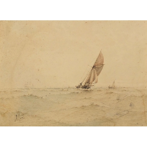 1062 - A Fresh Breeze, 19th century watercolour, indistinctly signed, possibly Albert, Leggatt Brothers lab... 