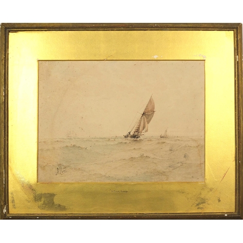 1062 - A Fresh Breeze, 19th century watercolour, indistinctly signed, possibly Albert, Leggatt Brothers lab... 