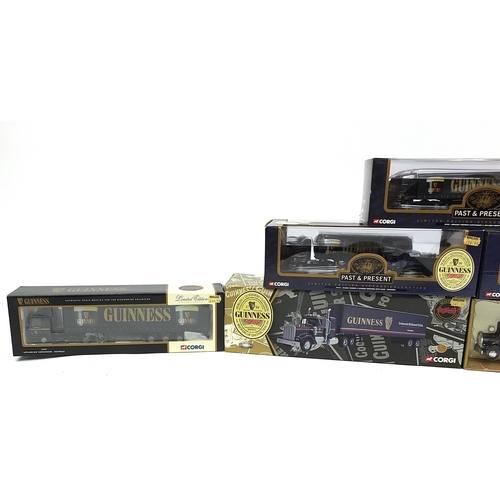 182 - Six Guinness advertising diecast Corgi lorries with boxes including three Past & Present