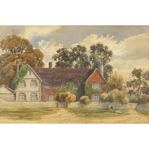 1048 - Village scene with cottages, late 19th century watercolour, monogrammed R B L, mounted, framed and g... 