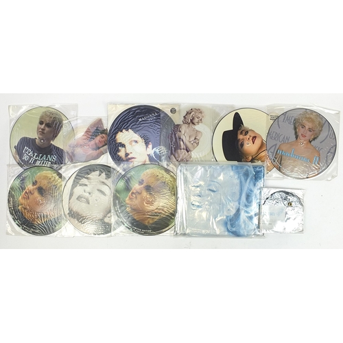 631 - Selection of Madonna picture discs and a Madonna Sex book with CD