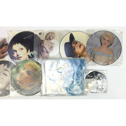 631 - Selection of Madonna picture discs and a Madonna Sex book with CD