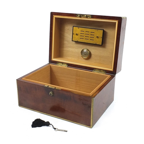 515 - Victorian mahogany box with Brahma lock converted to a humidor, 21cm H x 35.5cm W x 25cm D