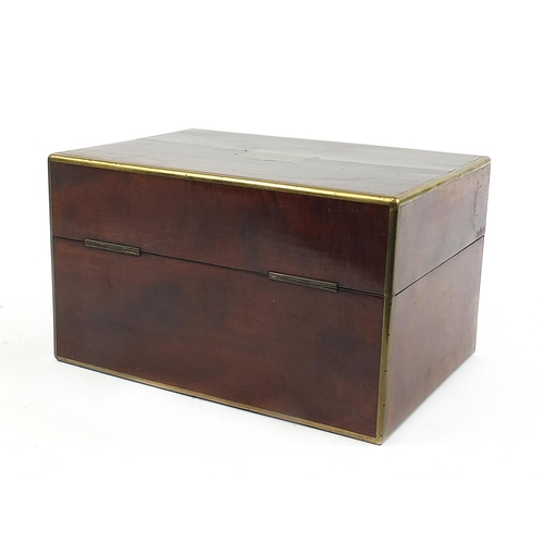 515 - Victorian mahogany box with Brahma lock converted to a humidor, 21cm H x 35.5cm W x 25cm D