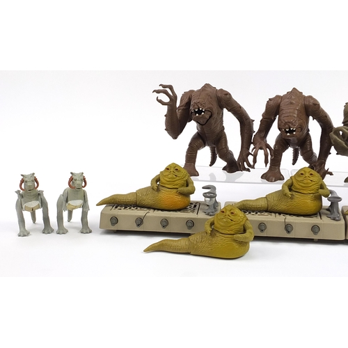 608 - 1980's Star Wars toys including Jabba Rancor and Jabba the Hutt, the largest 26cm high