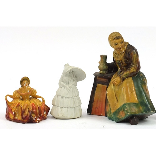 572 - Victorian and later figurines including two Wade cellulose, the largest 26cm high