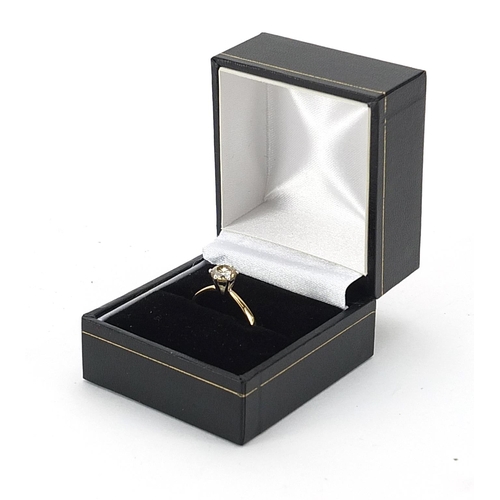 636 - 18ct gold Champagne diamond solitaire ring, approximately 0.50 carat, size L, 2.4g