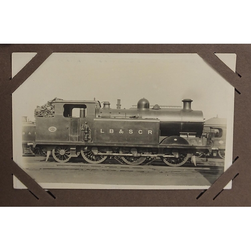 357 - Collection of 1930's and later railwayana interest black and white photographs and postcards arrange... 