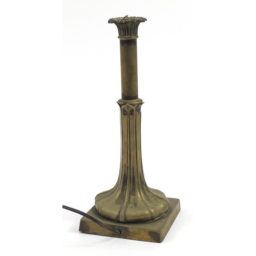 327 - Art Nouveau brass table lamp, 36.5cm high