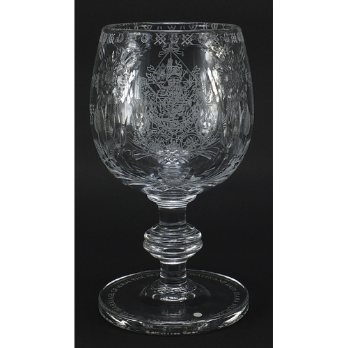 570 - Royal Doulton Crystal by Webb Corbett, large goblet commemorating Lady Diana Spencer and HRH The Pri... 