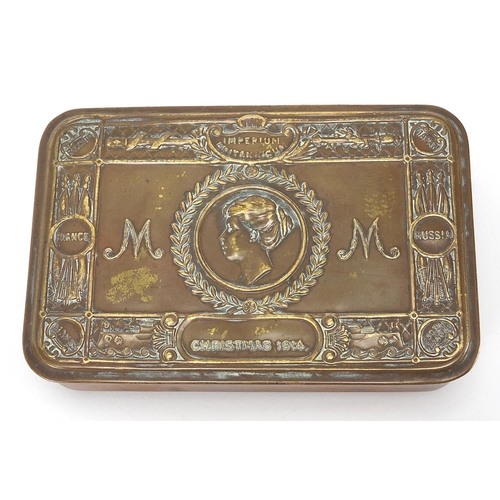 468 - British military World War I brass Mary tin, 13cm wide