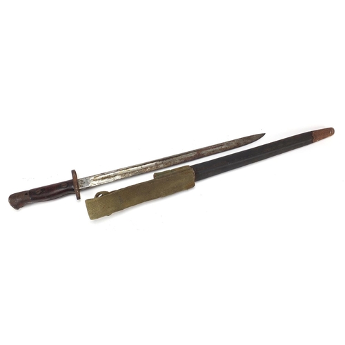 477 - British military World War I 1907 pattern bayonet and scabbard by Wilkinson, 57cm in length