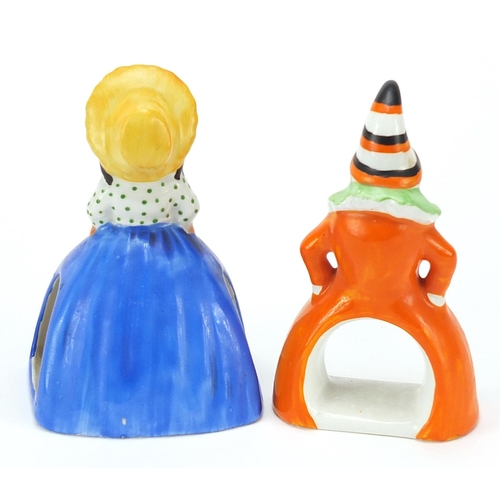 124 - Carlton Ware Punch & Judy napkin holders, the largest 9.5cm high