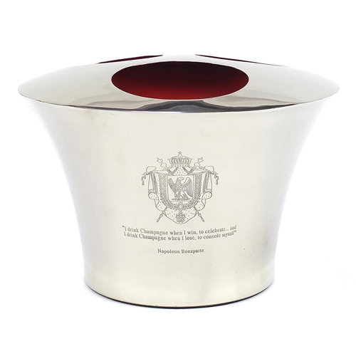 438 - Three bottle Champagne ice bucket with Napoleon Bonaparte and Lily Bollinger mottos, 25cm high x 36c... 