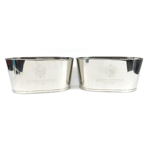 439 - Pair of large Champagne ice buckets with Napoleon Bonaparte and Lily Bollinger mottos, 30cm H x 65cm... 