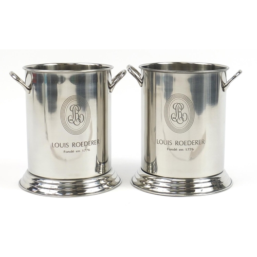 441 - Pair of Louis Roederer design Champagne ice buckets with twin handles, 24.5cm high