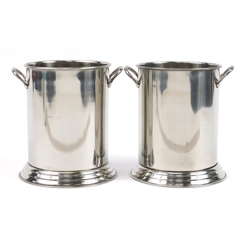 441 - Pair of Louis Roederer design Champagne ice buckets with twin handles, 24.5cm high