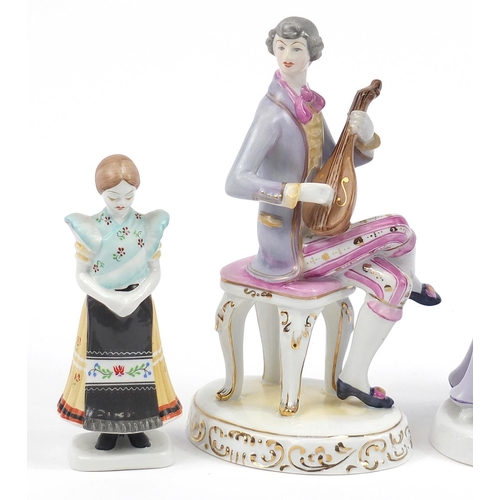 578 - Hollohaza, four Hungarian porcelain figurines, the largest 42cm high