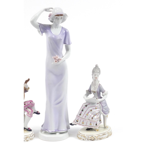 578 - Hollohaza, four Hungarian porcelain figurines, the largest 42cm high