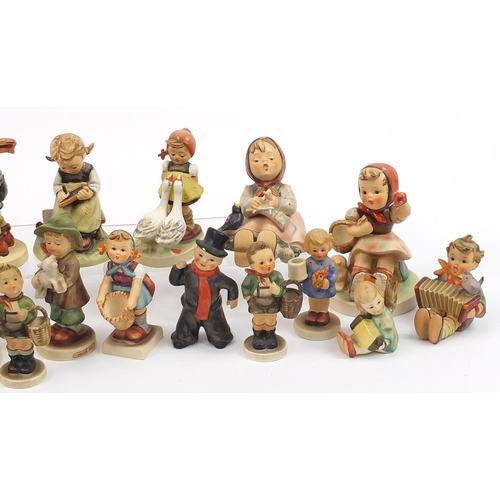 590 - Collection of Goebel Hummel figures including Spring Blossoms and Goose Girl, the largest 16cm high