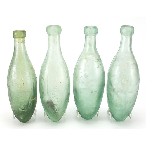 86 - Four 19th century Hamilton glass bottles including examples advertising Evans of Dublin and Webb's D... 