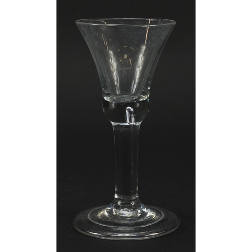 251 - 18th century wine glass with folded foot, 14.5cm high