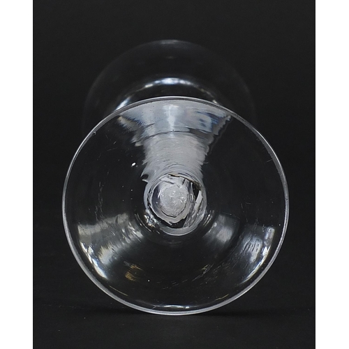 191 - 18th century wine glass with opaque twist stem and facetted bowl, 15cm high