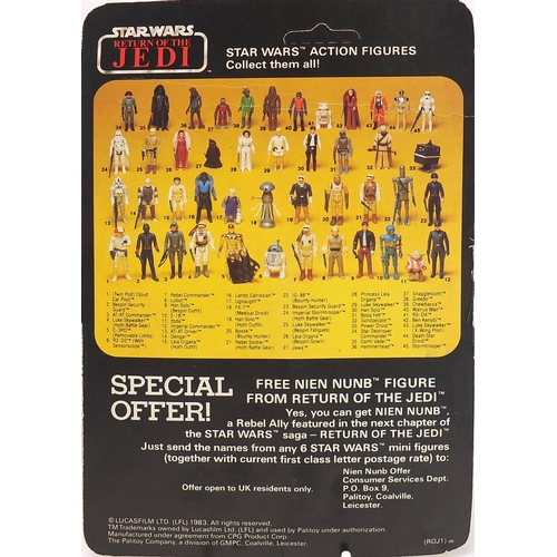 603 - Six 1980's Star Wars figures in sealed blister packs by Kenner including Emperor's Royal Guard