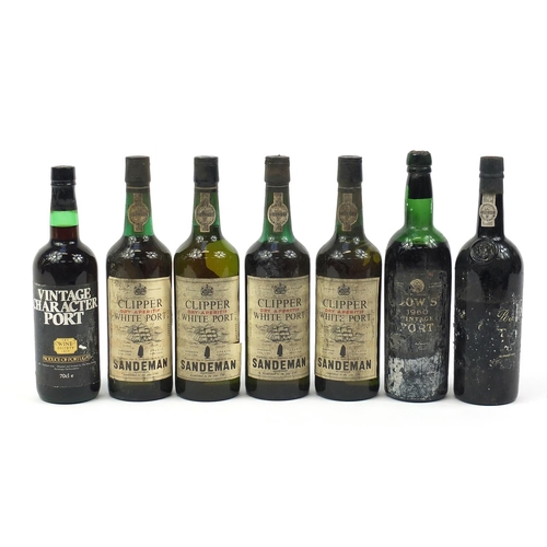 436 - Seven bottles of vintage port to include 1960 Dow's and five bottles of Sandeman Clipper white port