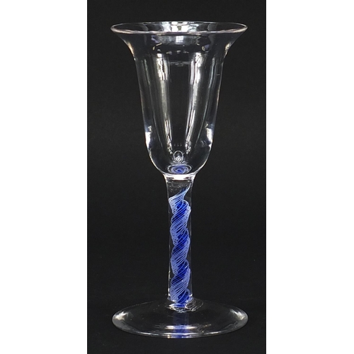 339 - Antique wine glass with opaque twist stem, 15cm high