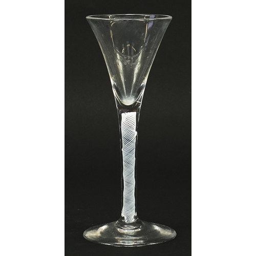 192 - 18th century wine glass with multiple opaque twist stem, 17cm high