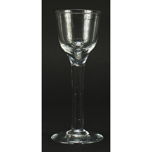 91 - 18th century wine glass, 14.5cm high