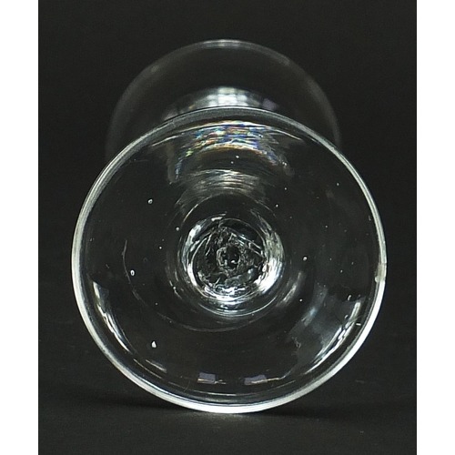 91 - 18th century wine glass, 14.5cm high