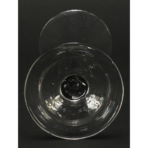 340 - 18th century wine glass with enclosed tear bubbles, 16.5cm high