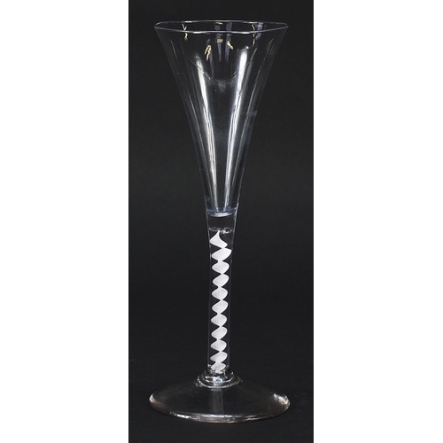 248 - 18th century wine glass with opaque twist stem, 18.5cm high