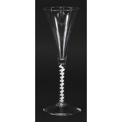 248 - 18th century wine glass with opaque twist stem, 18.5cm high