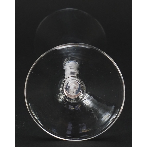 248 - 18th century wine glass with opaque twist stem, 18.5cm high