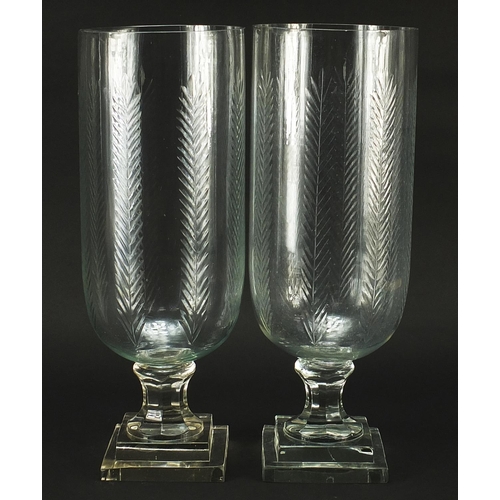 190 - Pair of Regency style cut glass celery vases, 40cm high