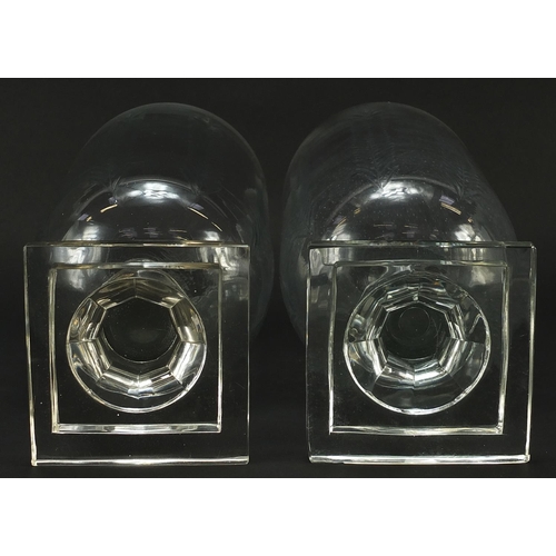 190 - Pair of Regency style cut glass celery vases, 40cm high