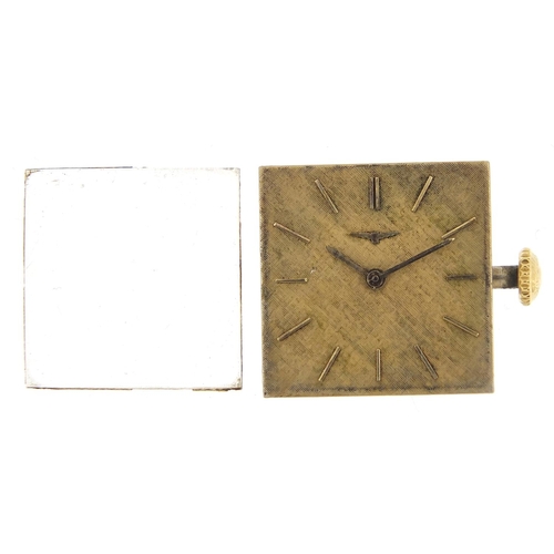 969 - Vintage Longines wristwatch movement and crystal, numbered 13077360, 19mm wide