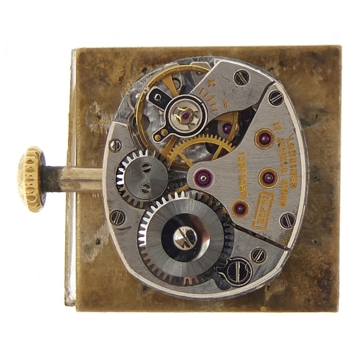 969 - Vintage Longines wristwatch movement and crystal, numbered 13077360, 19mm wide