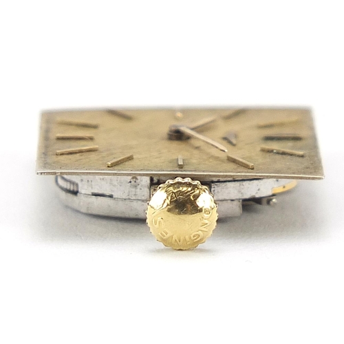 969 - Vintage Longines wristwatch movement and crystal, numbered 13077360, 19mm wide