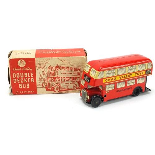 620 - Vintage Chad Valley double decker clockwork bus with box