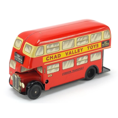 620 - Vintage Chad Valley double decker clockwork bus with box