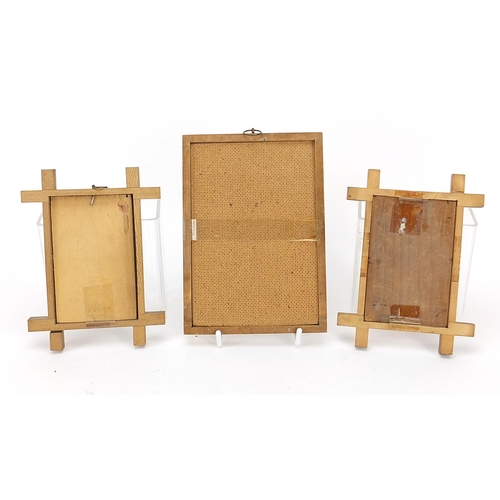 147 - Three Victorian Tunbridge Ware photo frames with micro mosaic inlay, the largest 17.5cm x 12.5cm