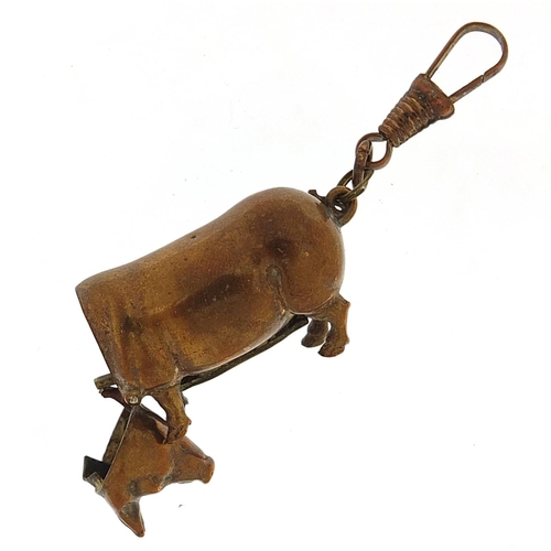 504 - Victorian brass pig design vesta, 5cm in length